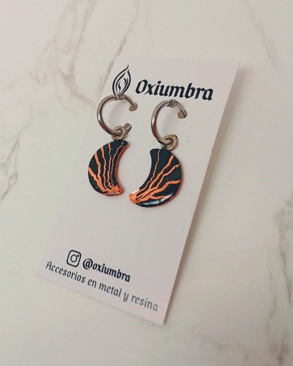 Producto - Argollas Luna (cobre y negro)