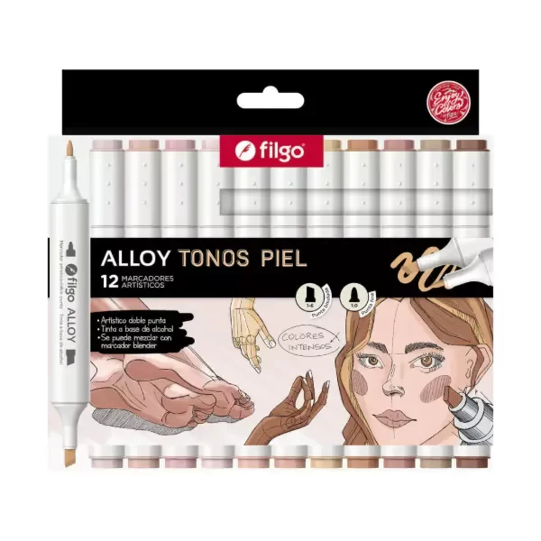 Producto - Marcadores Artísticos Alloy x12 "Tonos Piel" - Filgo