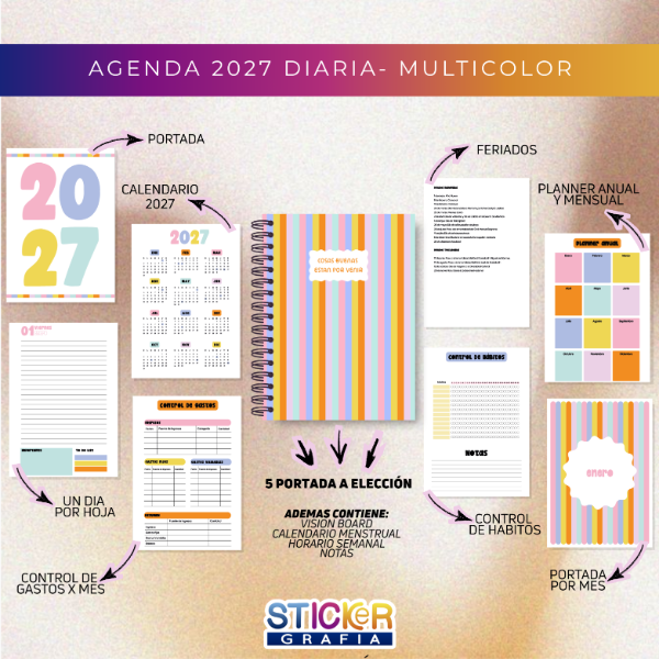 Producto - Agenda 2027 Diaria Multicolor